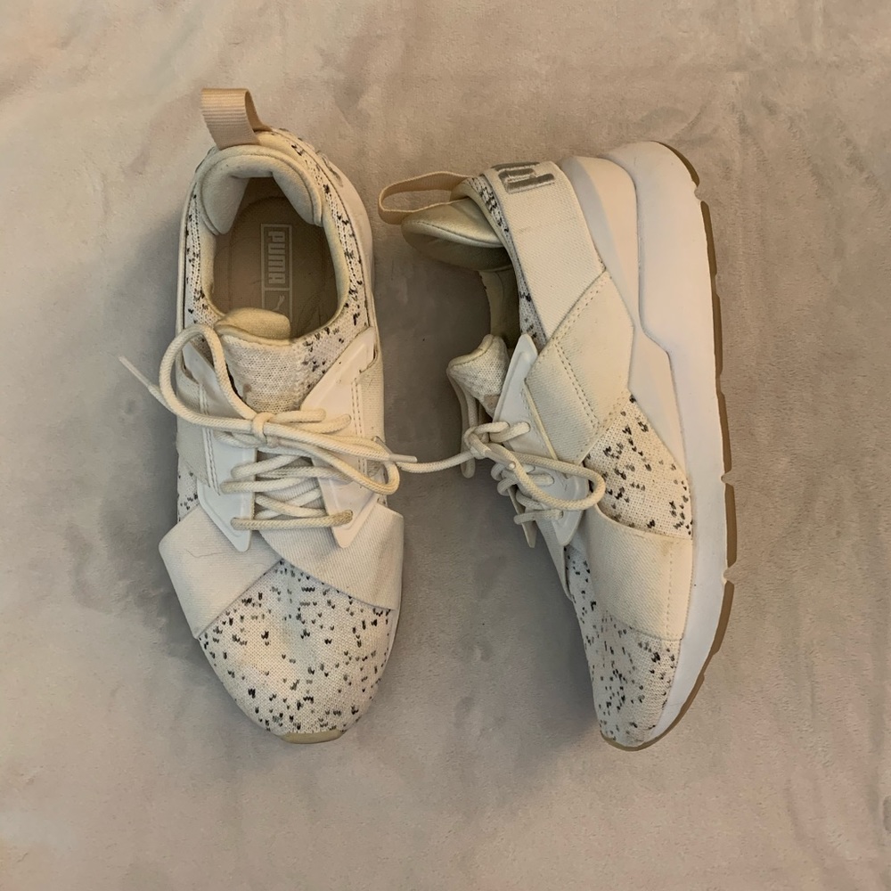 White Speckled Puma Sneakers